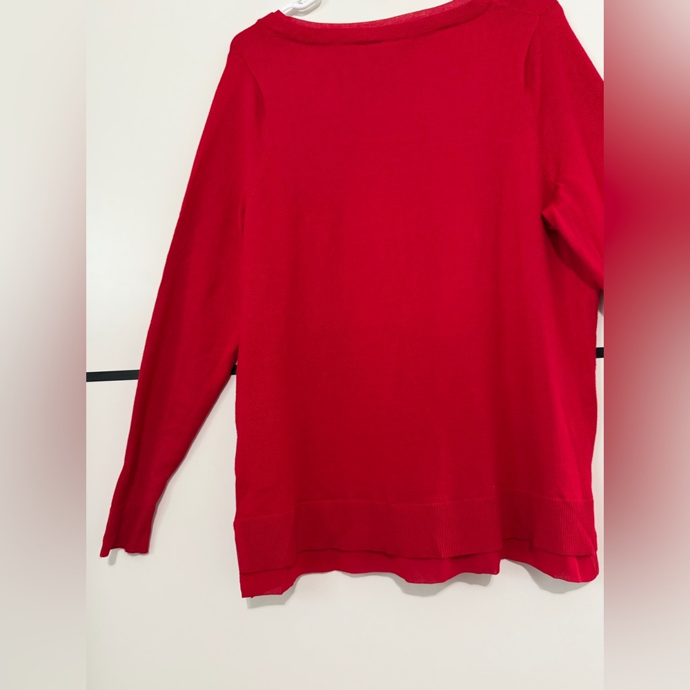 Lane Bryant Women’s V-Neck Long Sleeve Blouse Red Women’s SZ 14/16 Rayon Nylon - Picture 10 of 14